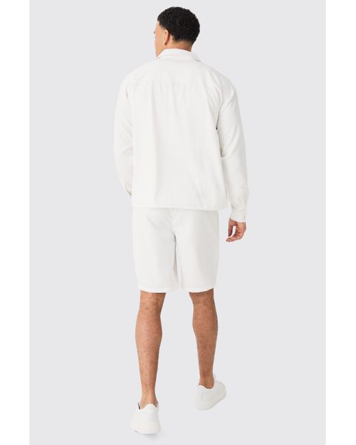 BoohooMAN Boxy Soft Twill Shirt And Short in White für Herren