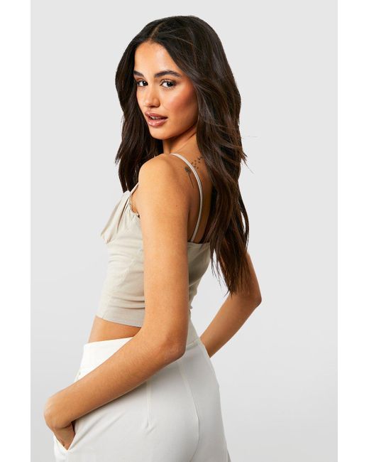 Boohoo Ruched Cup Bengaline Corset Top in White | Lyst UK