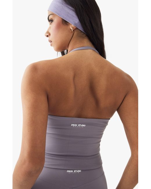 Boohoo Purple Dsgn Studio Ultra Sculpt Halterneck Sports Top