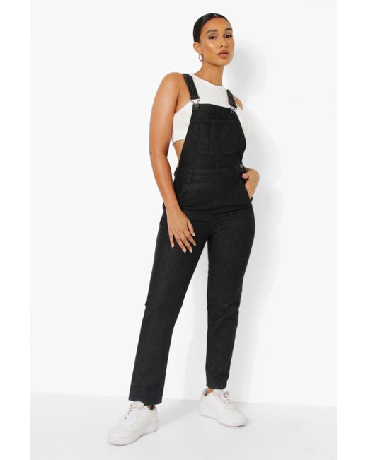 Boohoo black dungarees Clearance