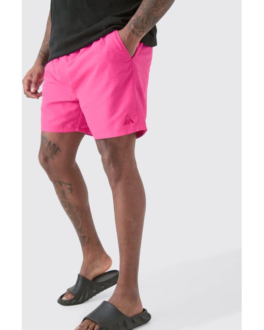 Boohoo Pink Plus Mid Length Swim Short