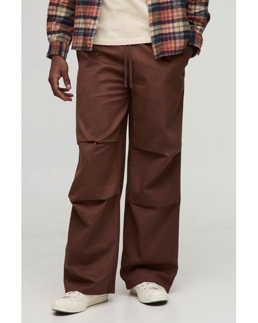 BoohooMAN Lockere Hose mit elastischem Bund in Brown für Herren