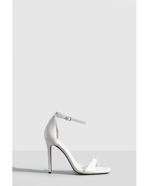 Boohoo Wide Width Barely There Stiletto Heel in White | Lyst Canada