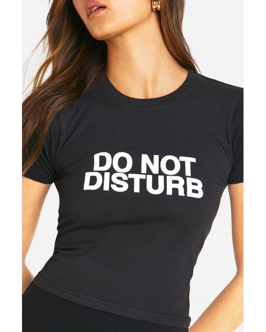 Do Not Disturb Print Baby T-Shirt Boohoo de color Black