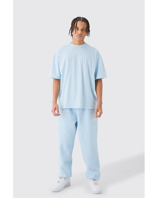 BoohooMAN Man Oversized T-shirt & Jogger Set in Blue für Herren
