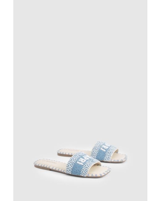 Boohoo Blue Capri Beaded Sliders