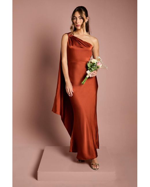Coast Multicolor One Shoulder Satin Maxi Bridesmaid Dress With Trim