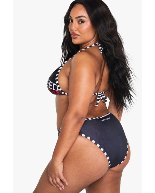 Boohoo Black Plus Graphic Triangle Bikini Set