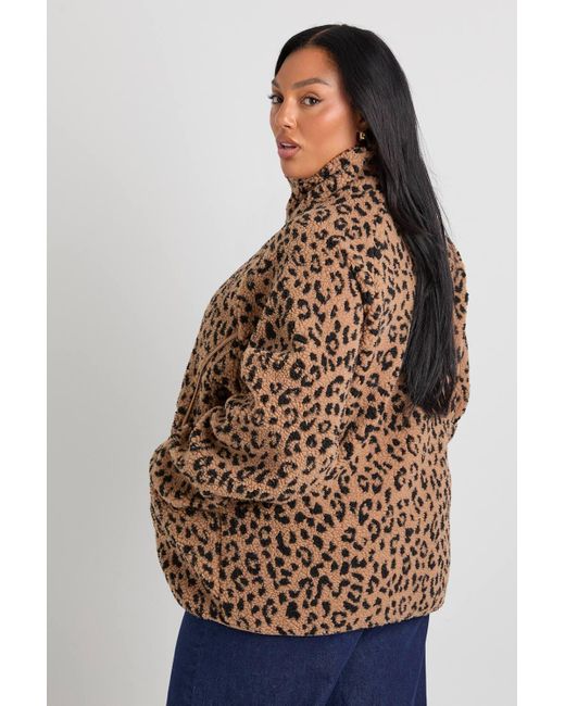Boohoo Brown Plus Zip Up Teddy Jacket
