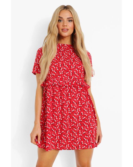 boohoo red floral dress