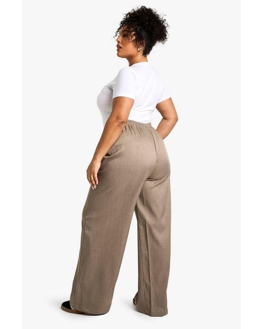 Boohoo Gray Plus Pintuck Elasticated Waisted Trouser
