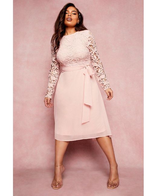 Boohoo Plus Occasion Lace Contrast Midi ...