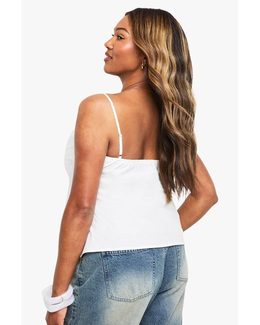 Boohoo White Plus Button Down Cami