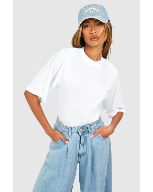Camiseta Con Hombreras Boohoo de color Blanco Lyst