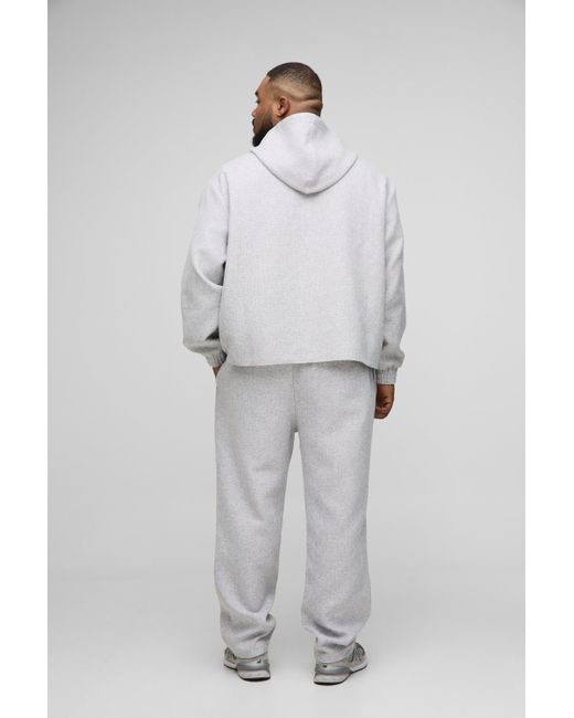 BoohooMAN Plus Bouclee-Jacke mit Kapuze in Gray für Herren