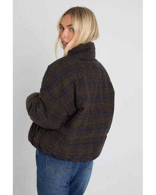 Boohoo Black Check Puffer Jacket