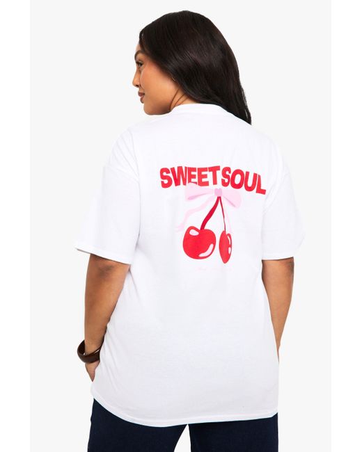 Boohoo White Plus Sweet Soul Oversized T-Shirt