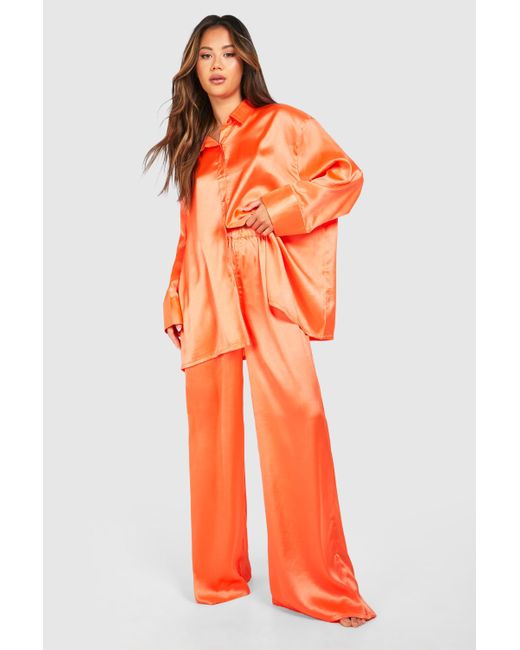 Orange Oversized Pyjama Set Boohoo