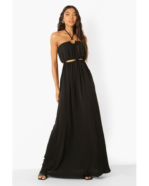 Boohoo Tall Cut Out O Ring Halter Neck Maxi Dress In Black Lyst Boohoo Tall Cut Out O Ring Halter Neck Maxi Dress In Black Lyst