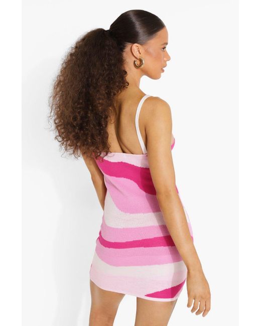 Boohoo Marble Print Knitted Mini Dress 