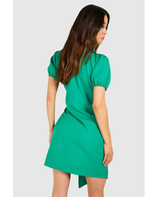 Boohoo Green Tall Woven Short Sleeve Wrap Blazer Dress