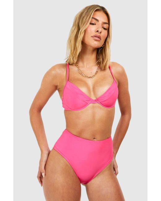 Boohoo Pink Essentials High Waisted Bikini Brief