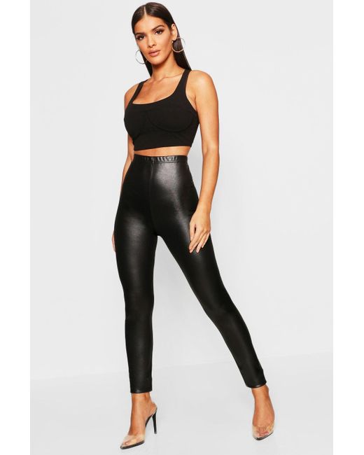 leather look stretch leggings