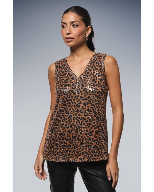 Wallis Blue Leopard Sequin Cami