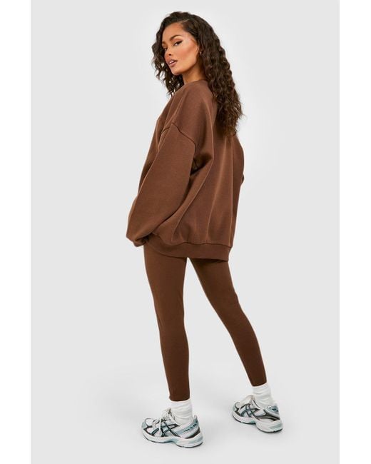 Boohoo Oversized Sweatshirt And Legging Tracksuit in Brown