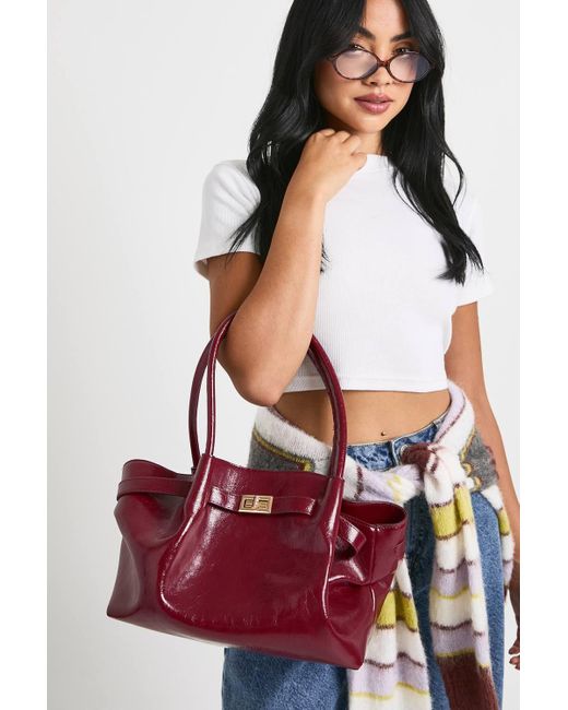 Boohoo Red Top Handle Tote Bag