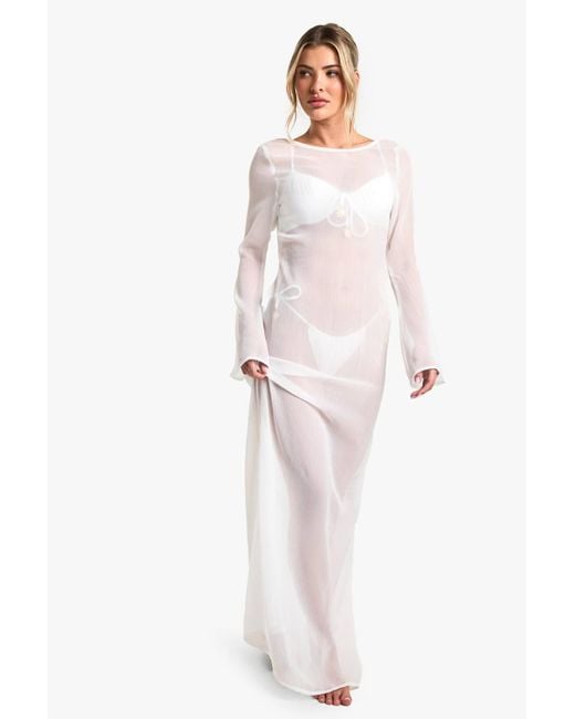 Boohoo White Beachwear Essentials Maxi Dress
