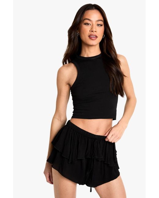 Boohoo Black Tall Layered Flippy Short