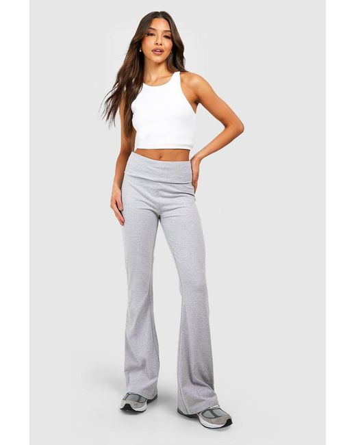 Pantalón De Campana Para Yoga Con Cintura Elástica Y Tela Jersey De Algodón Boohoo de color Blue