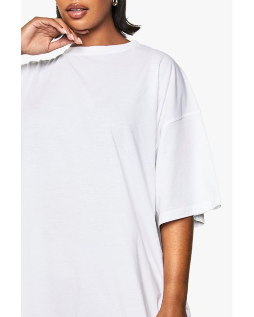 Vestido Camiseta Plus Oversize Boohoo de color White