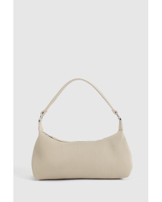 Boohoo White Pleated Pu Shoulder Bag