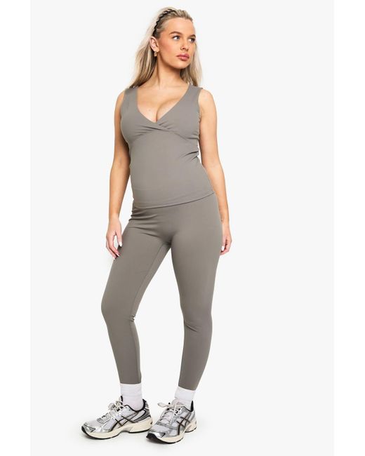 Boohoo Gray Maternity Supersoft Sculpt Bump Support Legging
