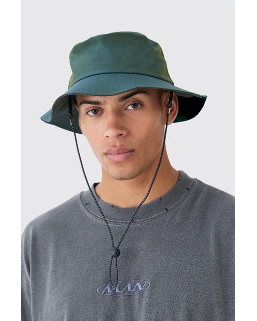 BoohooMAN Gray Iridescent Boonie Bucket Hat for men