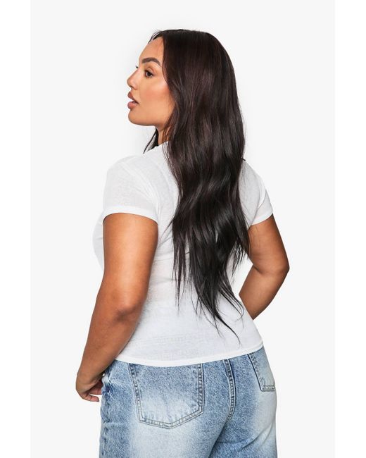 Boohoo White Plus Cherry Fitted Top