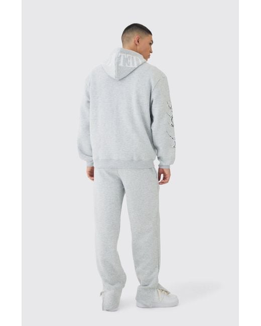 BoohooMAN Oversized Limited Graphic Zip Through Hooded Tracksuit