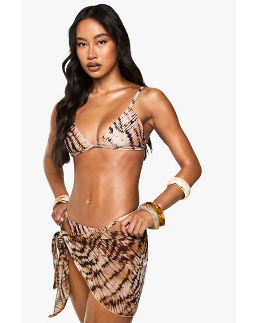 Top De Biquini De Triángulo Premium Con Desteñido Anudado Y Fijación En Caliente Boohoo de color Black