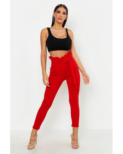 tied paperbag waist skinny pants