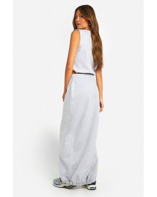Boohoo White Bubble Split Midaxi Skirt