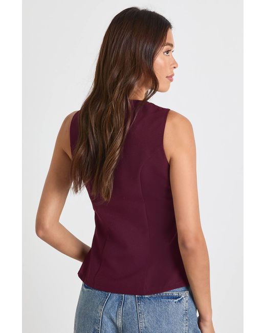 Boohoo Purple Square Neck Button Waistcoat