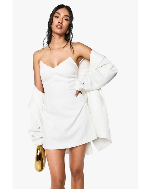 Boohoo Women's White Boned Structured Mini Dress