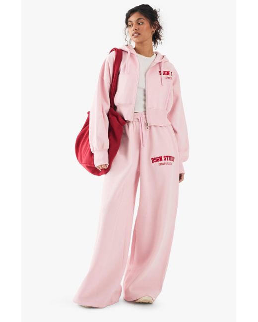 Sudadera Crop Recta Con Capucha Boohoo de color Pink