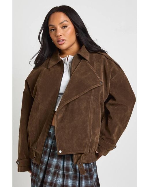 Boohoo Brown Plus Suede Jacket