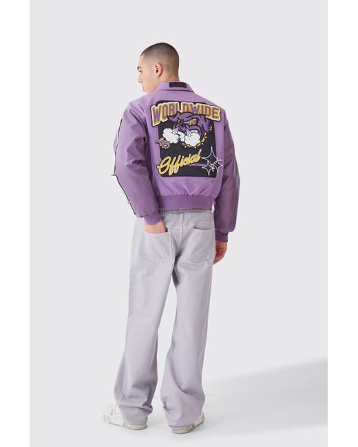 BoohooMAN Lockere Jeans mit elastischem Bund in Purple für Herren
