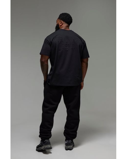 BoohooMAN Black Man Active One More Rep Embossed Oversized Jogger for men