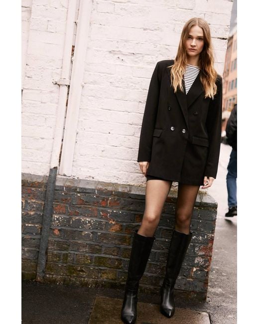 Warehouse Black Essential Double Breasted Blazer