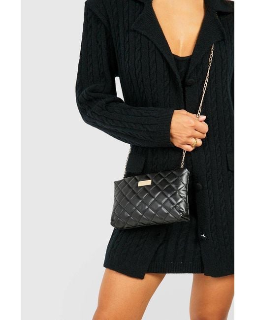 Boohoo Black Quilted Oversized Basic Clutch